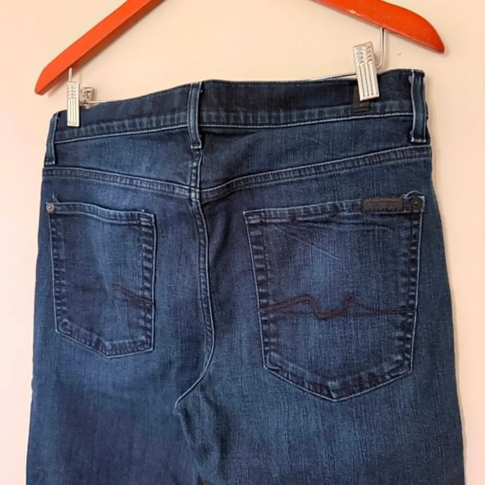 7 for All Mankind Luxe Performance Slimmy Mid Rise Stretch Denim Jeans Sz 32